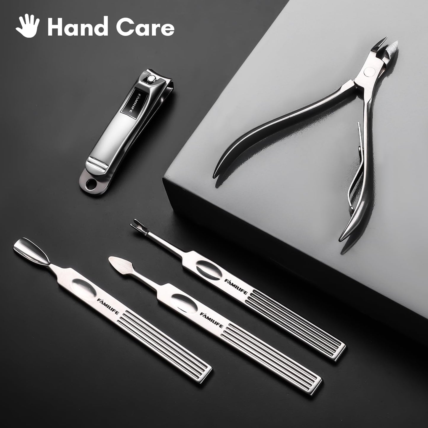 FAMILIFE Manicure Set, 11 in 1 Professional Manicure Kit Nail Clippers Set, Stainless Steel Pedicure Tools Toe Nail Kit, Men Grooming Tool with Portable Brown Leather Travel Case Gifts for Men Women