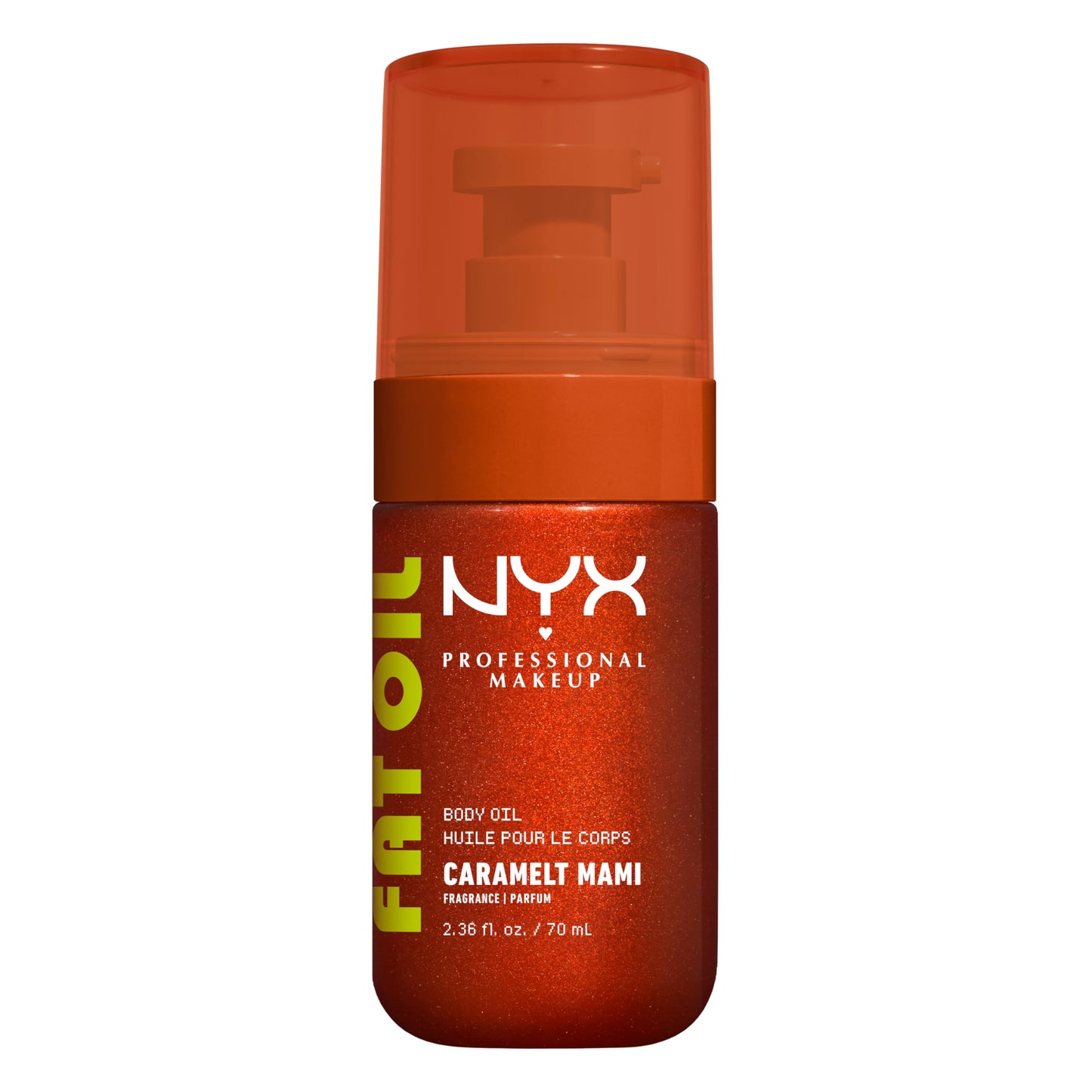 NYX PROFESSIONAL MAKEUP Fat Oil Body Oil in Caramelt Mami, Caramel Scented Body Glow Moisturizer With Vitamin E for 24HR Hydration and Glowing Skin, Bronzed Finish, Vegan & Cruelty-Free