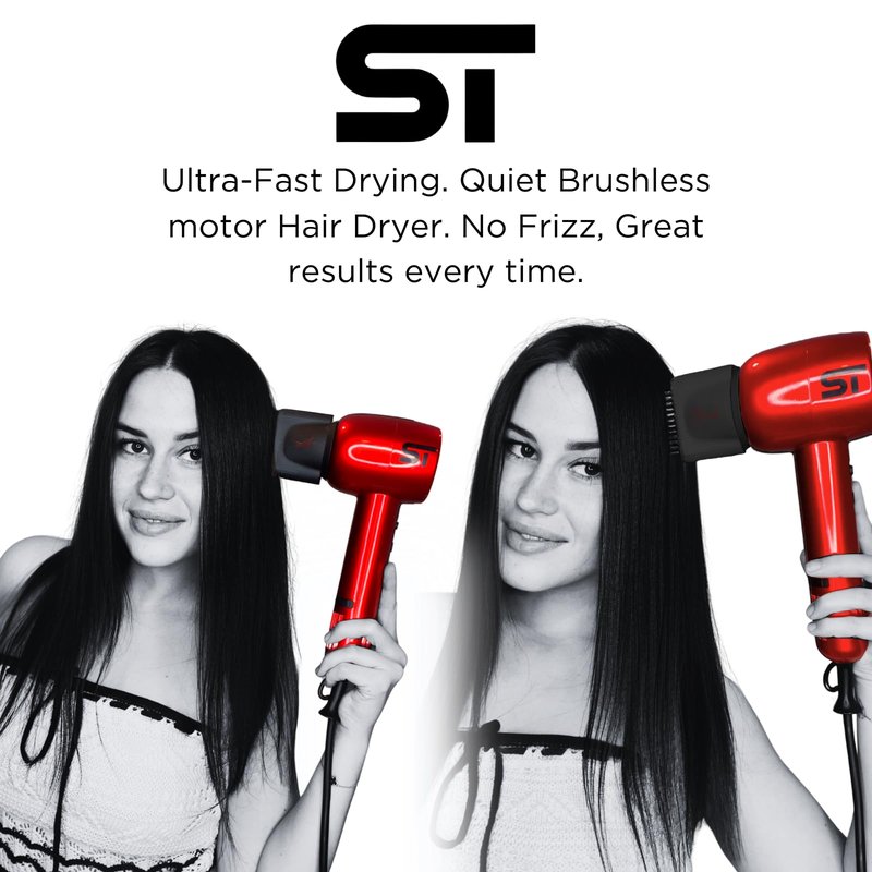 Supreme Trimmer Hair Dryer Negative Ion 110,000 RPM | Fast Drying & Low Noise Blow Dryer 1400W Brushless Motor | Magnetic Attachments, 3 Heat & 3 Speed Settings + Cool Shot | SHD347