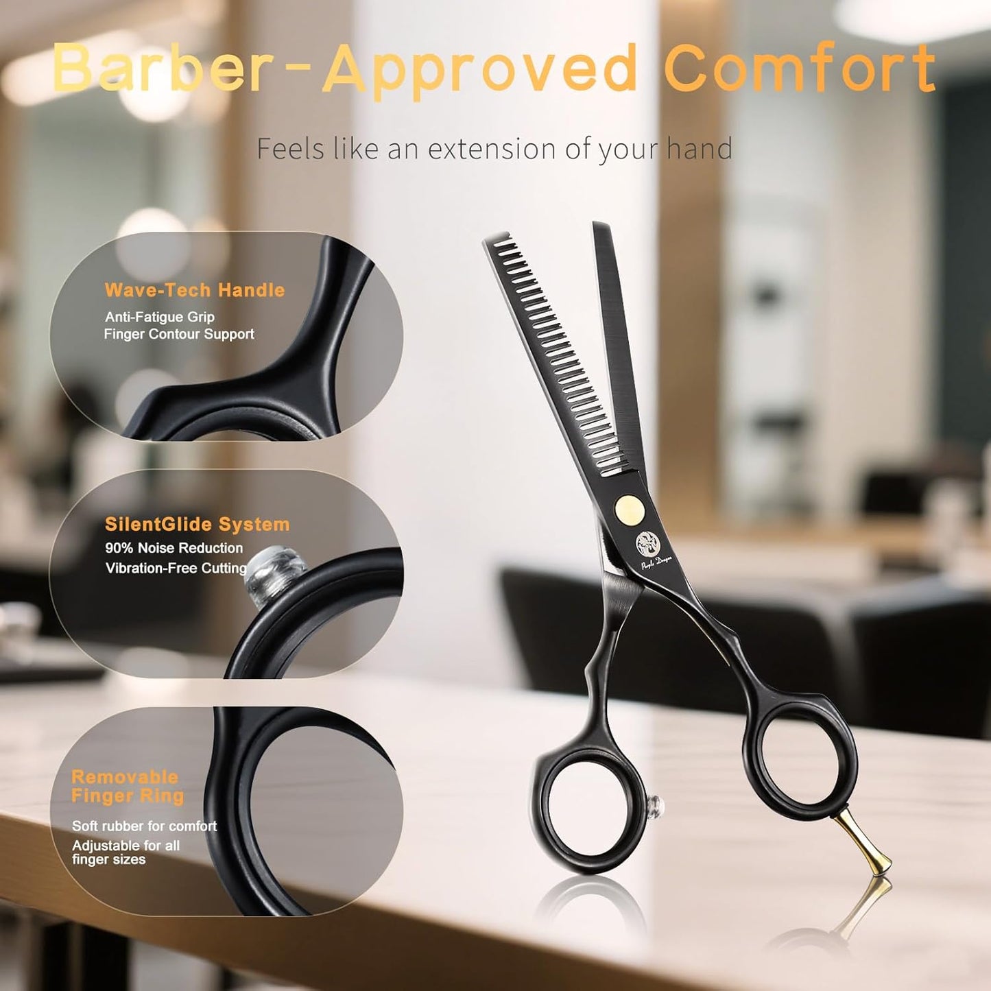 Purple Dragon Hair Cutting Scissors Set - 5.5 Inch Barber Shears with Razor & Leather Case | Thinning & Texturizing Tools for Professionals or Home Use