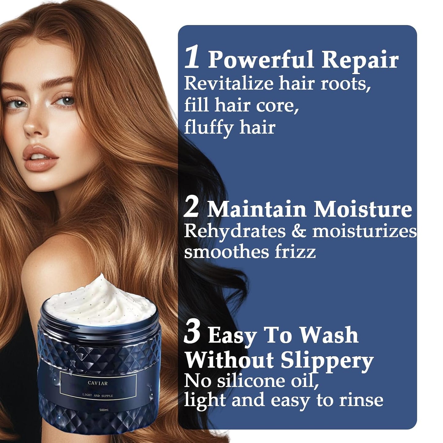 Korean Caviar Hair Mask - Deep Repair Moisture Masque for Dry, Damaged Hair | 16.9 fl. oz.