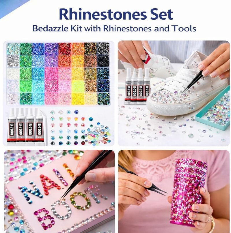 Bedazzling Kit - 40 Colors 35,000 PCS Resin Flatback Rhinestones | DIY Craft Gems with Tools for Adults