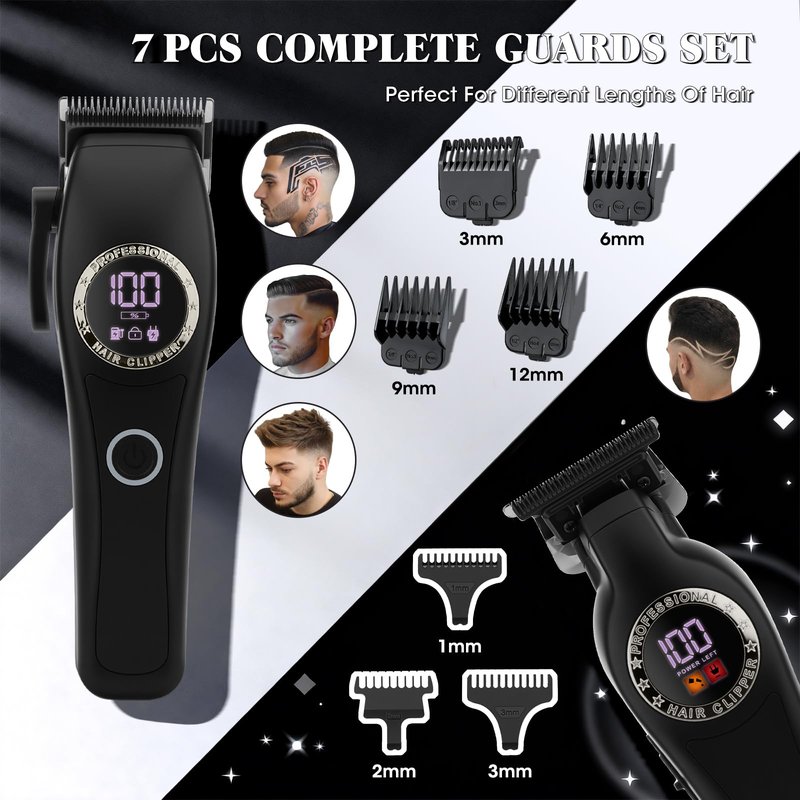 Lanumi Hair Clipper for Men Professional Clipper and Trimmer Set Rechargeable Barber Clippers Cordless Haircut Grooming Kit with LED Display Gift for Men