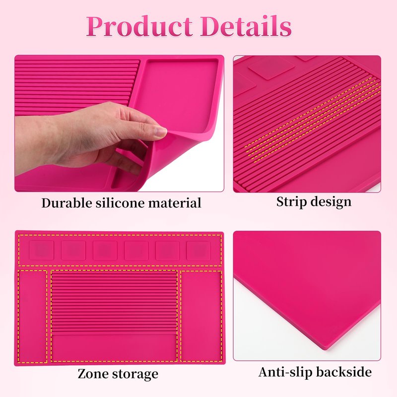 Magnetic Barber Mat, Barber Mats for Clippers with 6 Magnets, Magnetic Tool Mat for Barber Station Table Organizer Barbershop Salon Accessories Pad-Rose