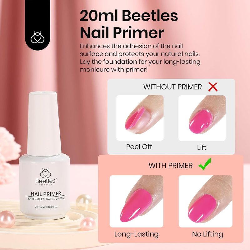 Beetles Protein Nail Dehydrator - HEMA-Free 3-in-1 Primer | 20ml Keratin-Infused Gel Polish Adhesion Enhancer