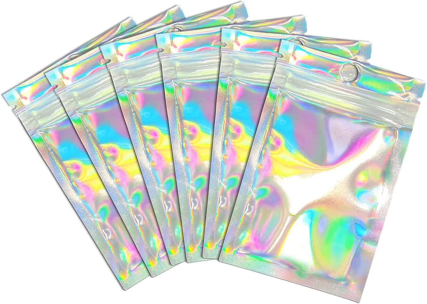 Trunple Smell Proof Bags - Resealable Mylar Foil Pouches for Food Storage | Holographic Color, 50 Pcs, 5.5x8 Inch