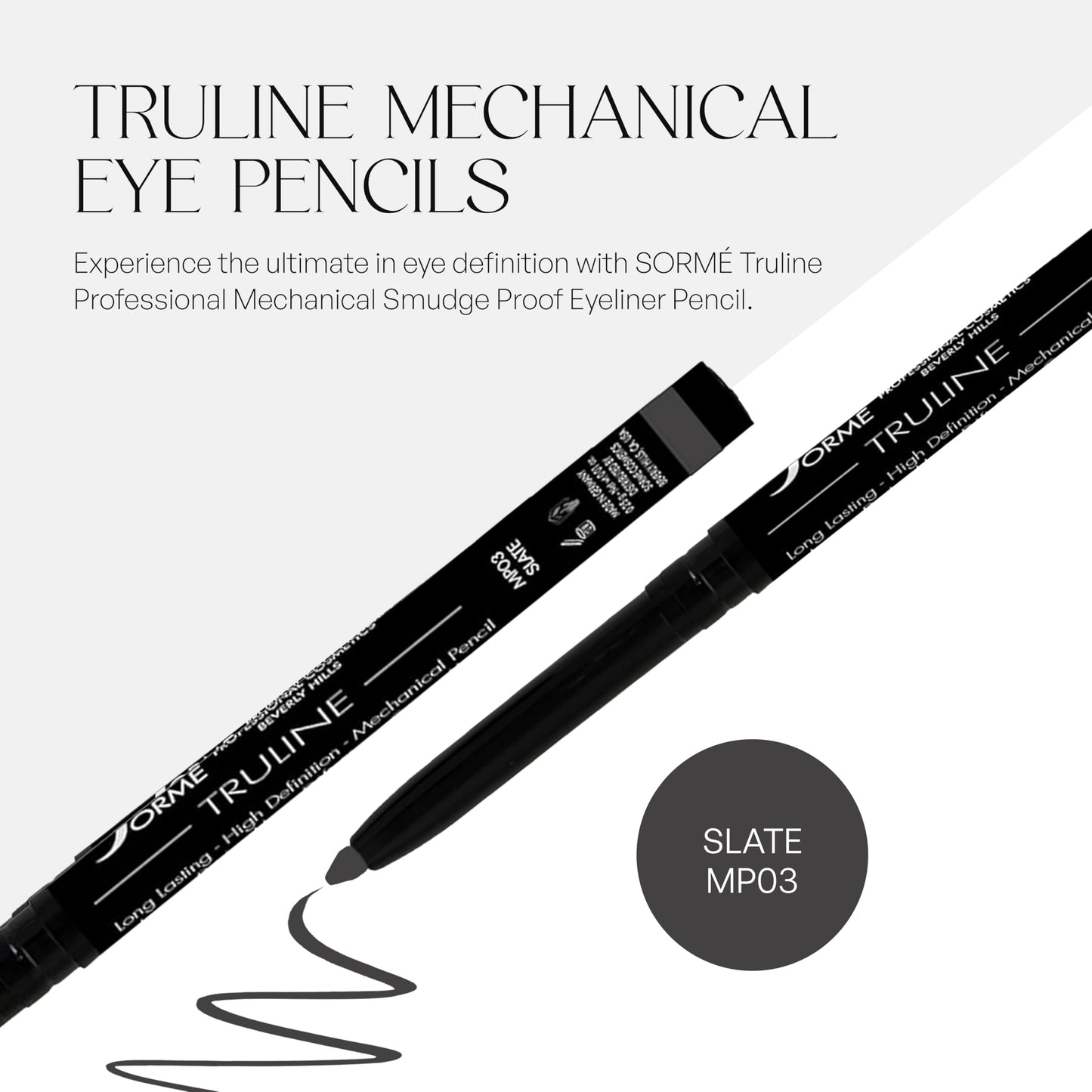 SORMÉ Truline Professional Mechanical Smudge Proof Eyeliner Pencil - Vitamin E Waterproof Gel Formula with Finest Color Pigment & Ultra Creamy - Nourishes Skin for All Day Long - 0.1 Ounce - Stone