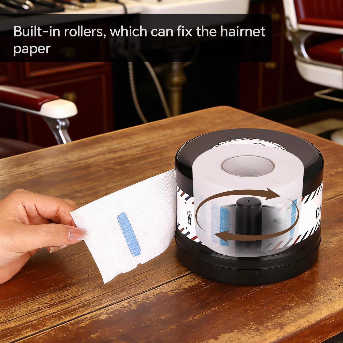 Neck Strip Dispenser + Barber Neck Strips, Wall-mountable Barber Strip Dispenser with Suction Cups, Suitable for Barbershops, Salons, and Home Use, Barber Tape Dispenser with Non-Marking, Non-Slip