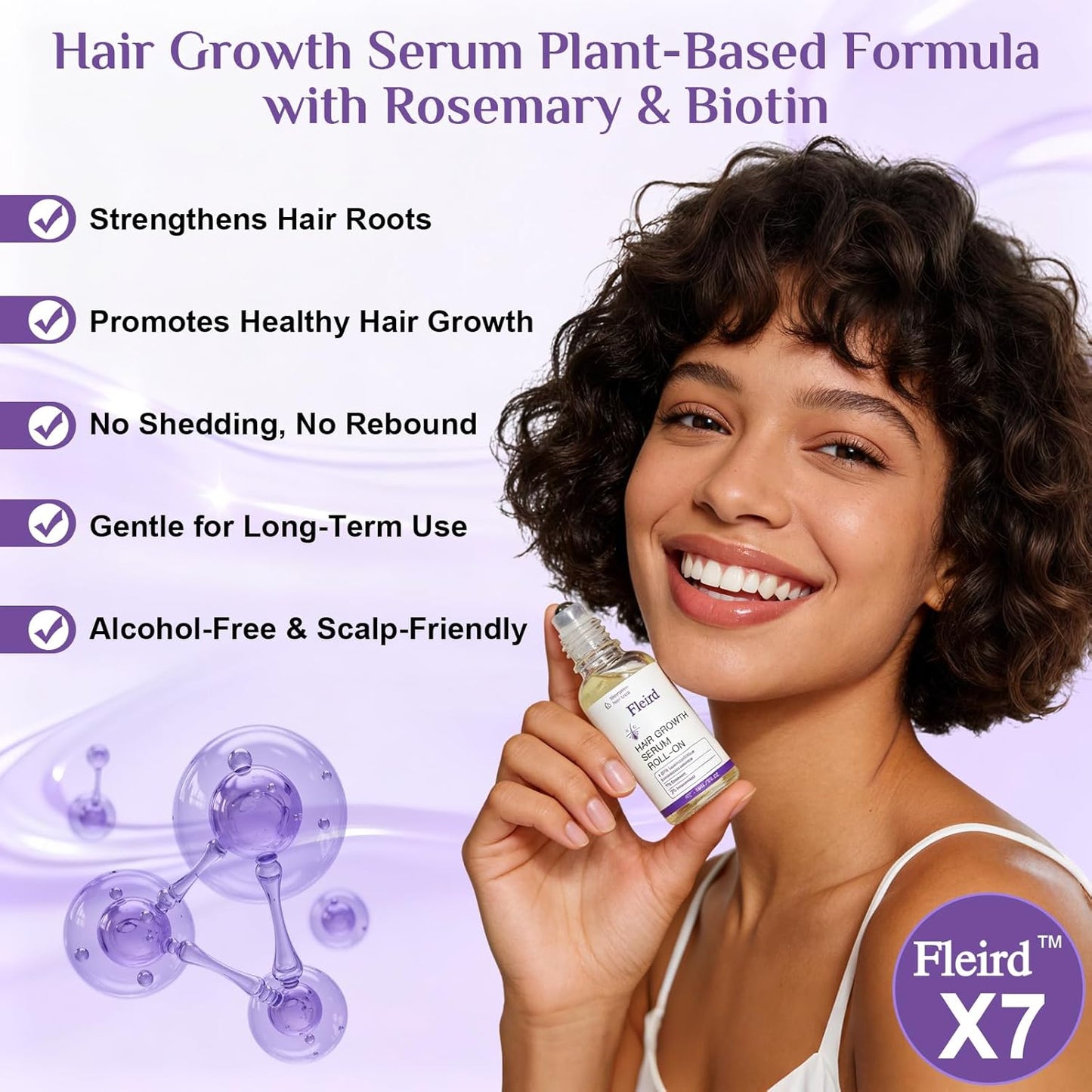 Rosemary Hair Growth Serum Roll-On - Biotin & Caffeine for Thicker Hair | 1 Fl Oz (Pack of 2)