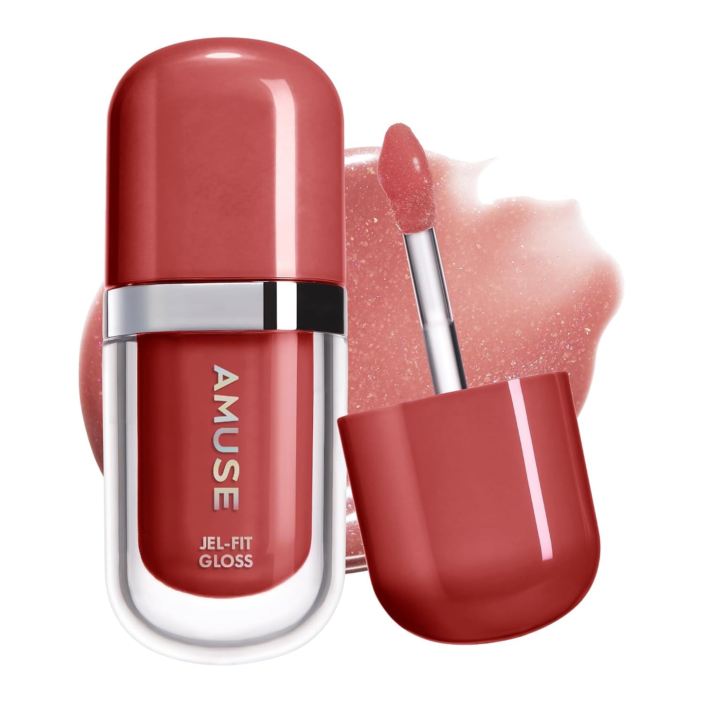 Jel-Fit Tinted Lip Gloss - Caffeine Cherry Ultra Shine Plumping Lip Stain | Hydrating Vegan K-Beauty Tint