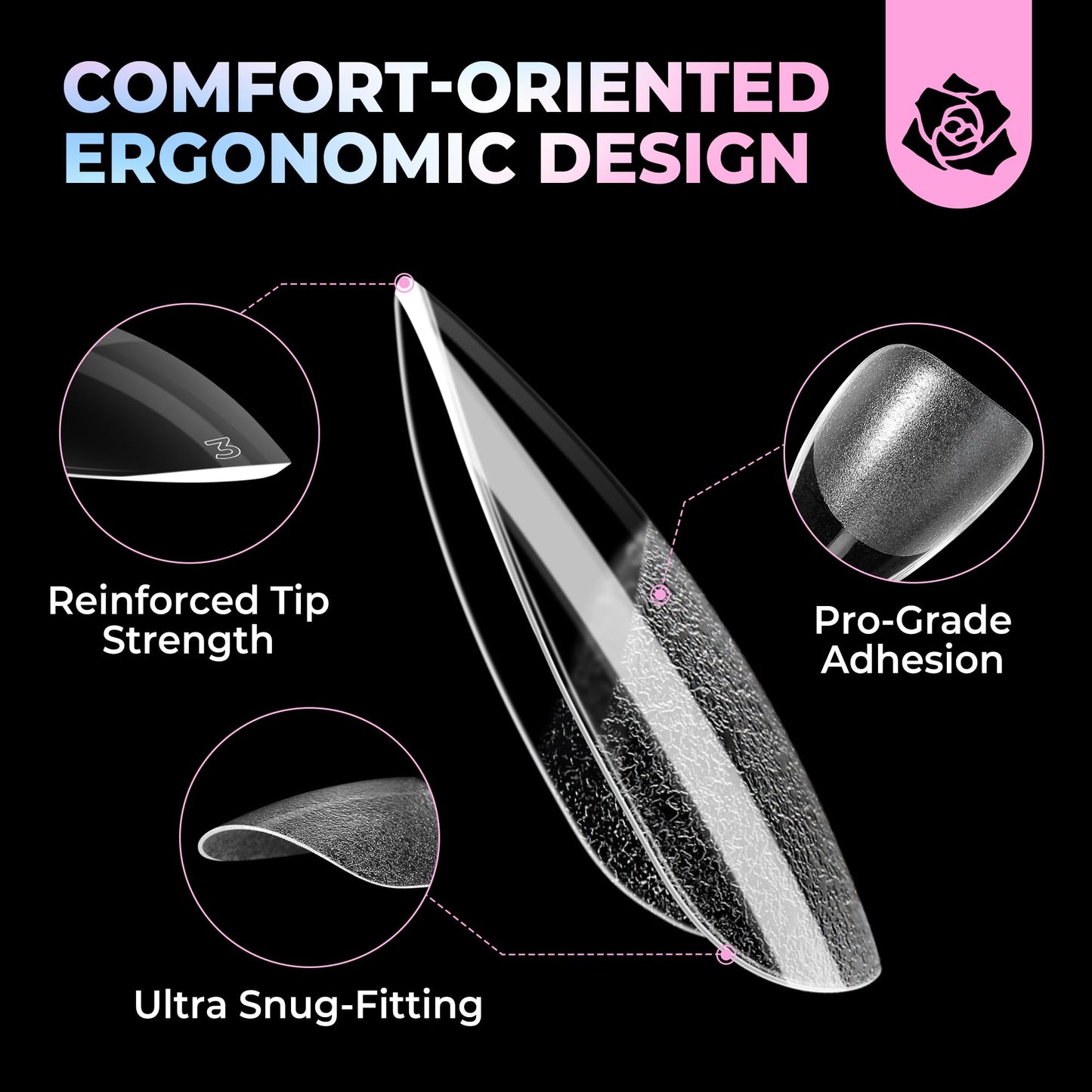UNA GELLA Short Almond Gel Nail Tips 15 Sizes 300PCS Pre-Etched Soft Gel Clear Nail Tips Easy DIY Salon Short Almond Press On Nails Snug Fit Acrylic Fake Tips Extensions Long-Lasting Hold