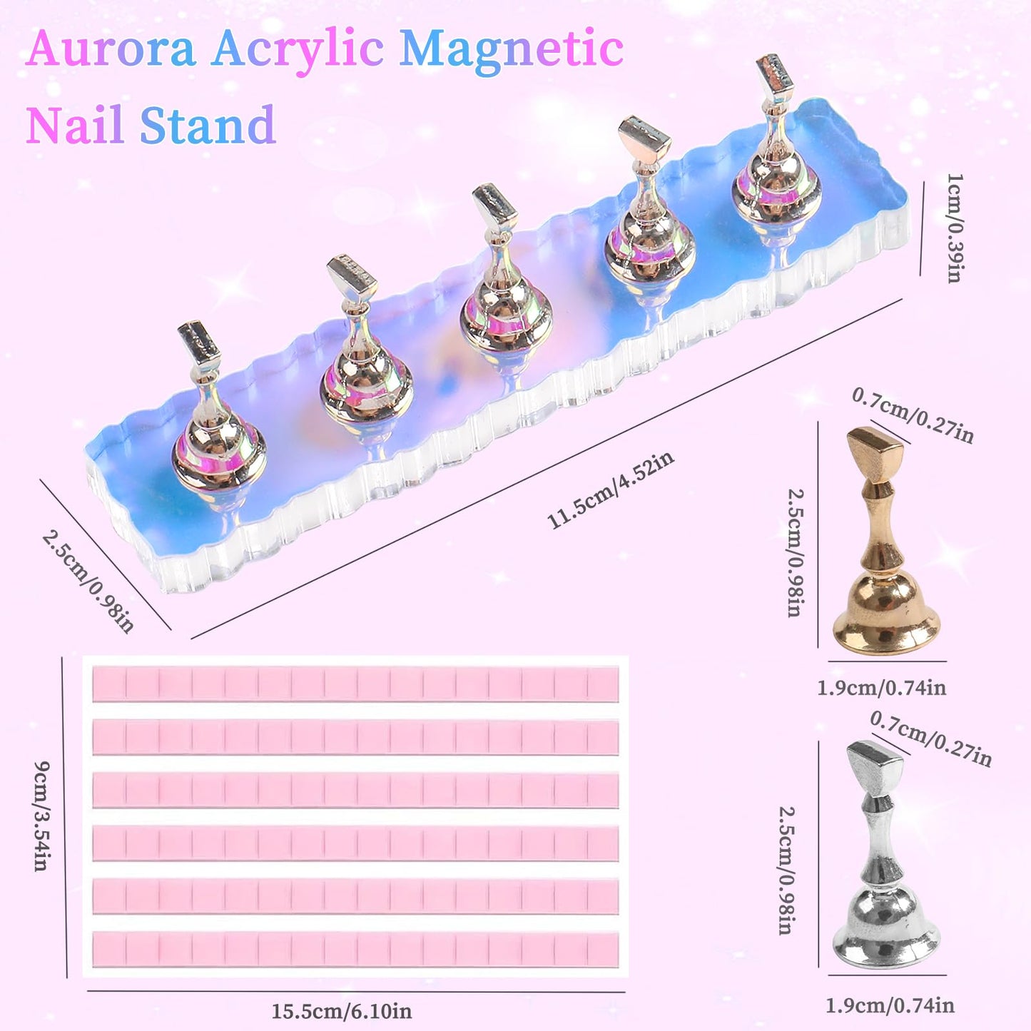Nail Holder for Painting Nail Stand for Press on with 96 Pcs Reusable Sticky Putty Nail Display Stand Nail Hand Practice Magnetic Nail Art Tools for Homes and Salons