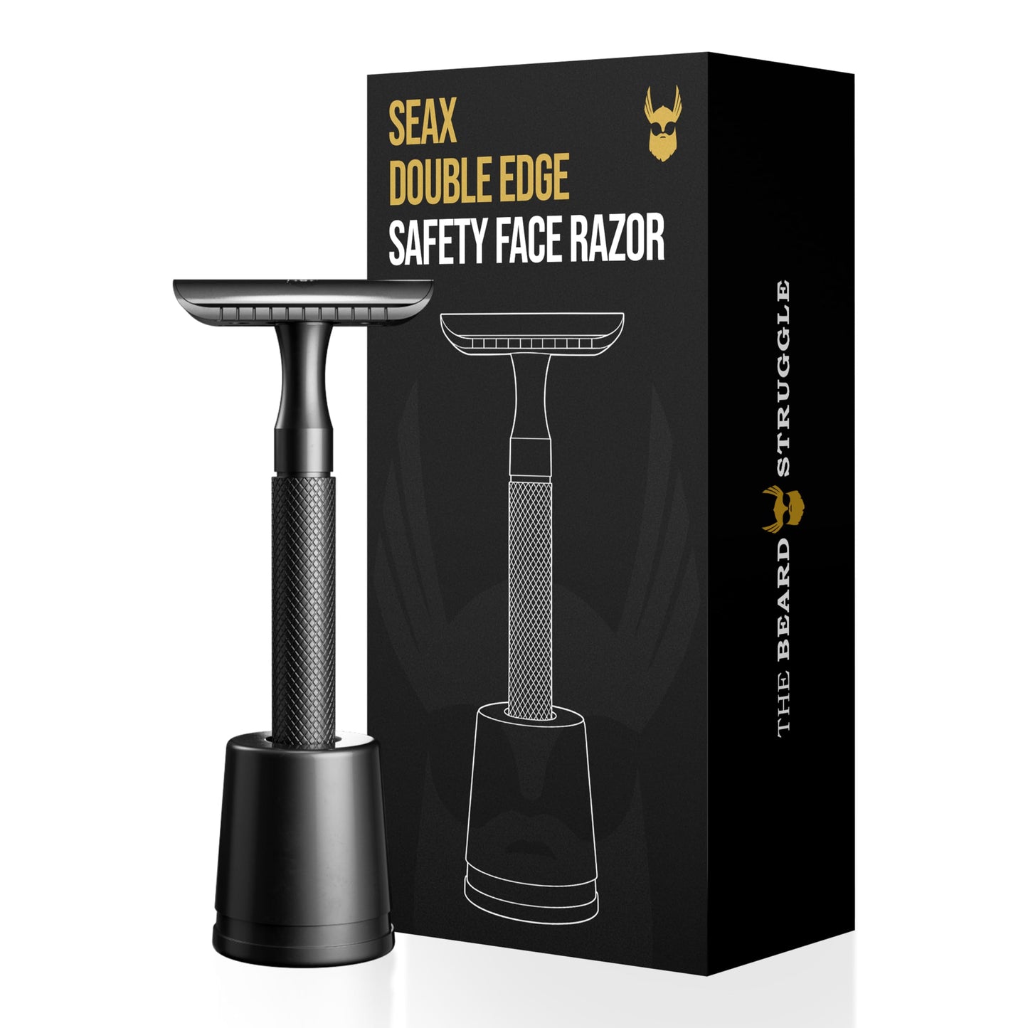 The Beard Struggle SEAX® Double Edge Safety Face Razor for Men with Premium Brass Stand