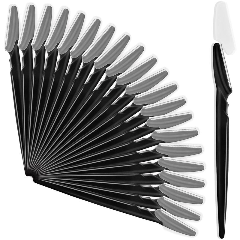 HFATMOS 21 Pcs Eyebrow Razors, Face Razors Multipurpose, Exfoliating Dermaplaning Tools, Eyebrow Trimmers Shaver with Protective Cover, Facial Hair Removal for Women Men Body Use (Black)