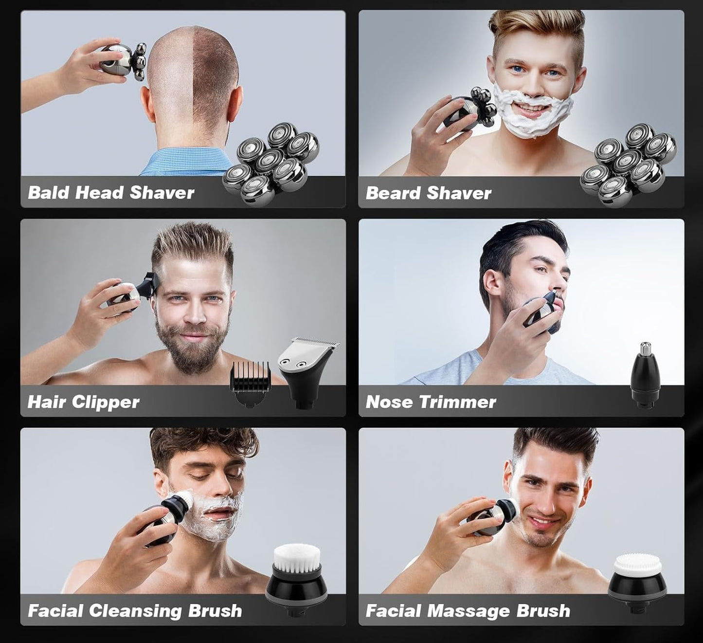 Head Shaver - 6 in 1 Shaving Kit for Men | Versatile Grooming Tool