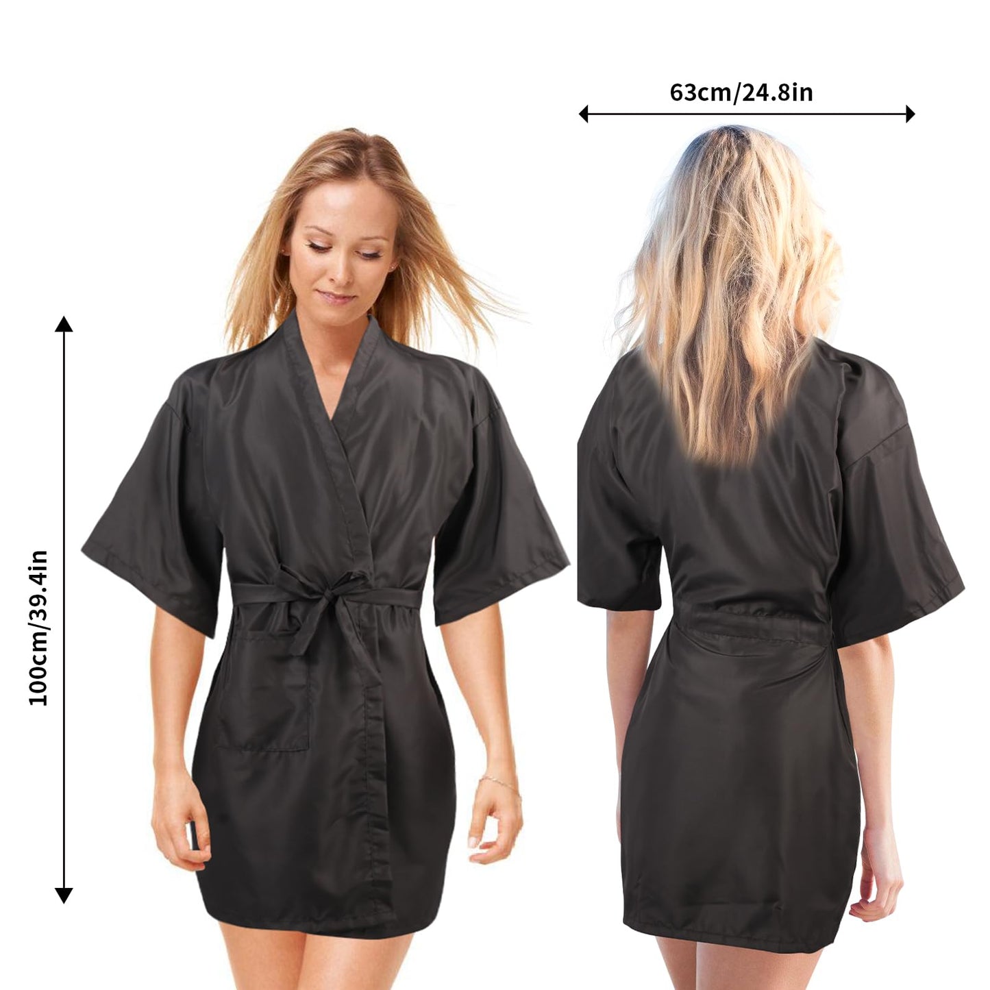 YELEGAI Barber Gown Robes Cape for Hair Cutting Dye Make Up Hairdressing Styling, Waterproof Salon Client Smock, Barber Shop & Home Salon Essentials Accessories (1, Black)