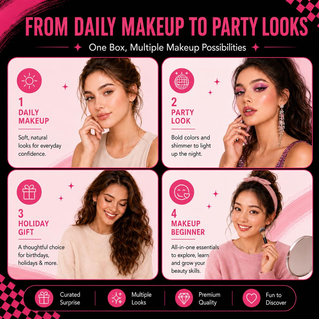 UCANBE Makeup Set Box, Assorted Makeup & Cosmetics Gift Box Worth $100, Beauty Set with Eyeshadow Palettes, Face Makeup, Glitter, Lip Products, Eye Makeup for Women