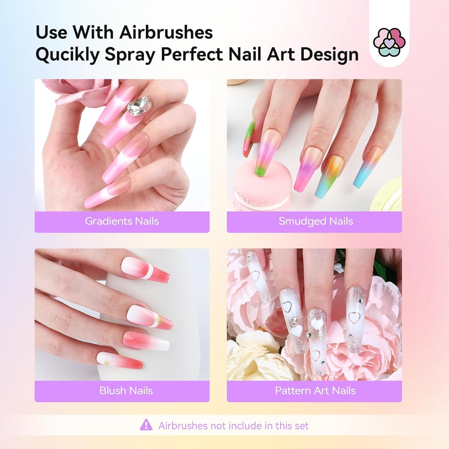 SAVILAND Airbrush Gel Nail Polish Set - Hema-Free, 30ML, Cool & Warm Colors | Non-Acetone Stencils for DIY Nail Art