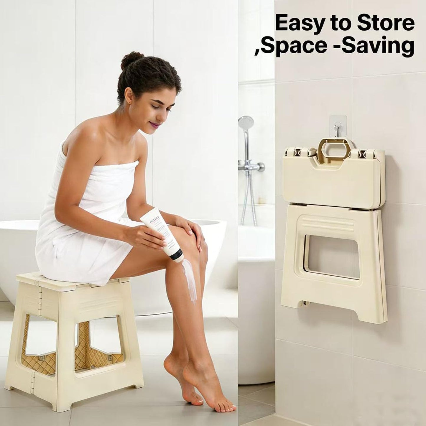 Glooyoderr Foldable Shower Stool for Shaving Legs, Plastic Shower Foot Rest for Inside Shower,11.9" High Anti-Slip Foot Step to Shave Leg Small Folding Bench Shaving Stool for Travel/Bathroom