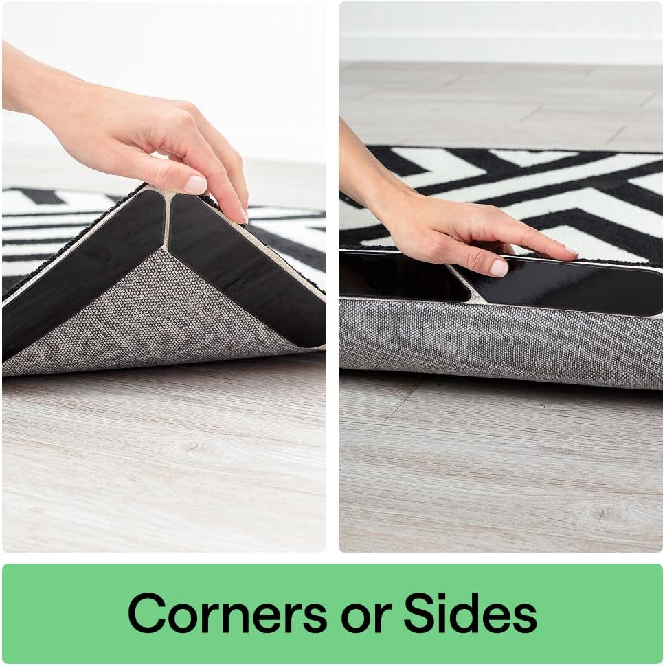 Gorilla Grip® Rug Gripper Pads - Extra Long Double-Sided Adhesives for Hardwood, Tile & Laminate Floors | 8 Pcs