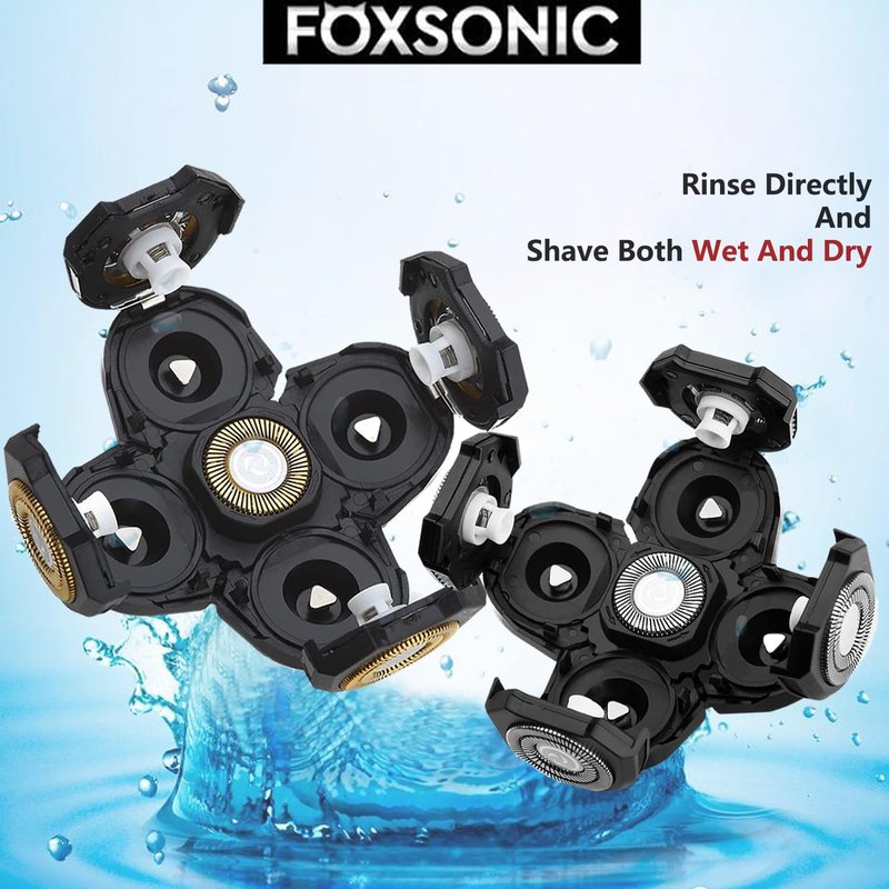 Universa 2Pcs 5 Blades Replacement Heads for Mainstream head shaver brands, Head Shaver Replacement Blades (5 Black+ Gold)