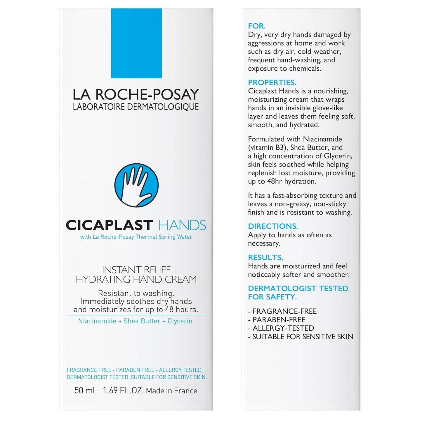 La Roche-Posay Cicaplast Hand Cream - Moisturizing Relief for Dry, Cracked Hands | Non-Greasy, Fragrance-Free