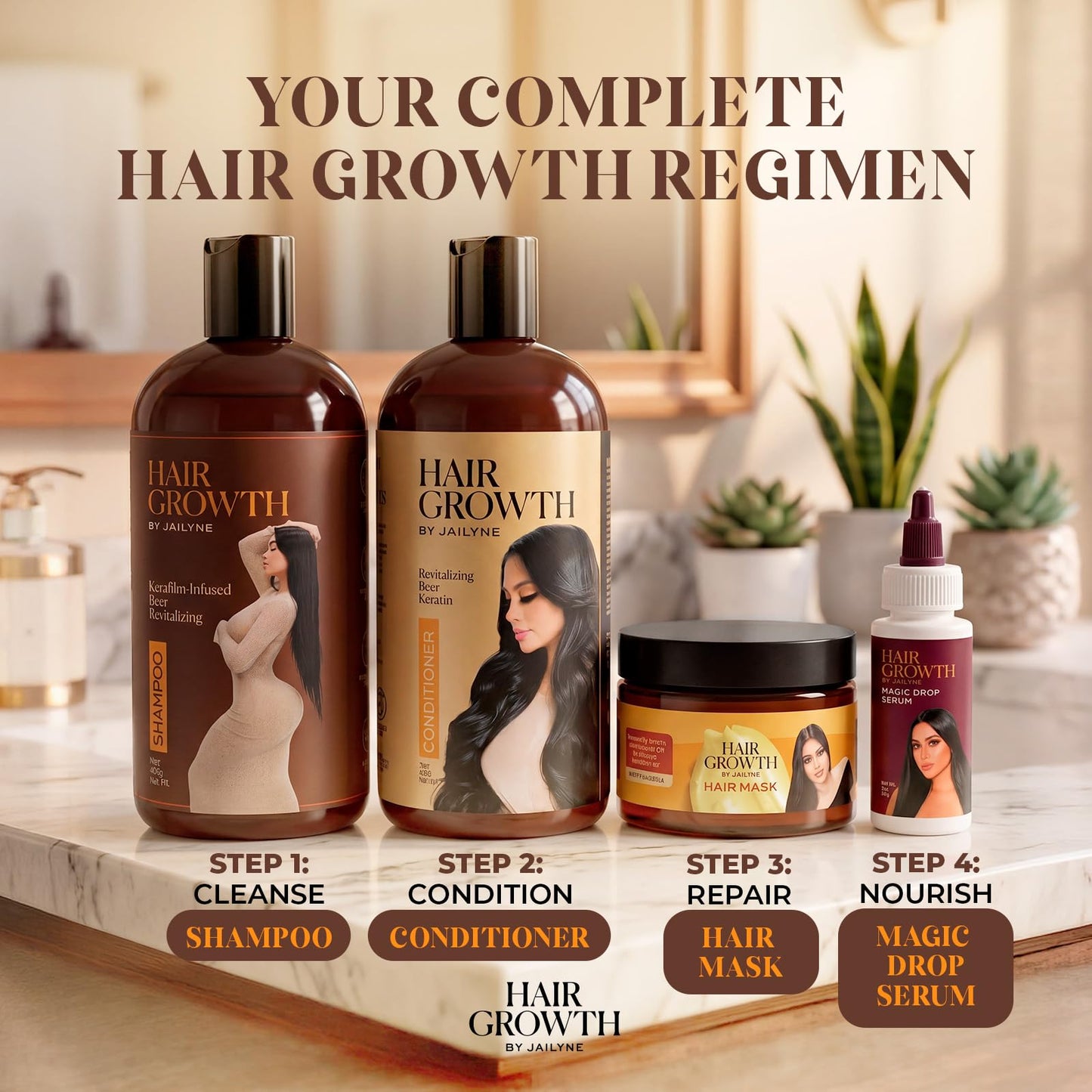 Hair Growth Conditioner by Jailyne Ojeda – Deeply Nourishing & Strengthening Formula with Biotin & Keratin – Promotes Thicker, Longer Hair – Made in USA