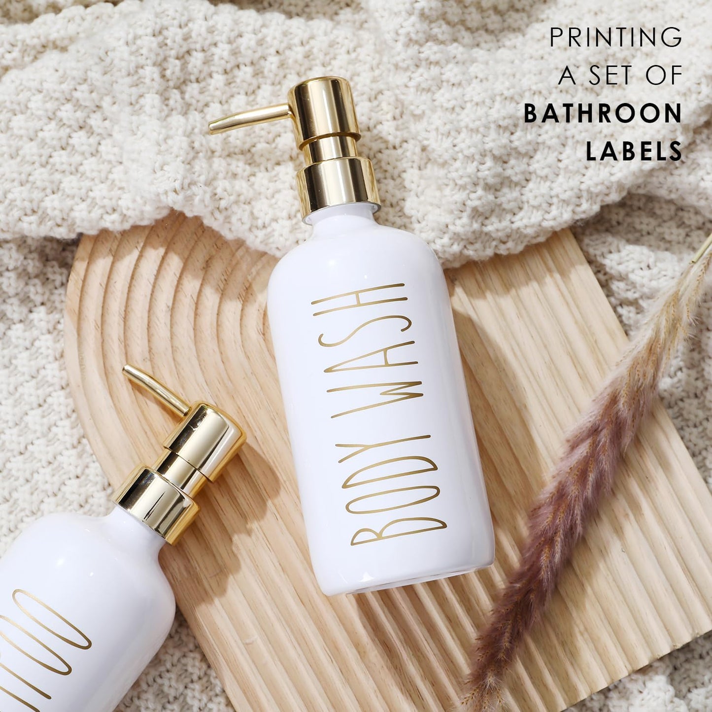 Shampoo and Conditioner Dispenser Set - 21oz Refillable Pump Bottles for Shower | Gold Finish