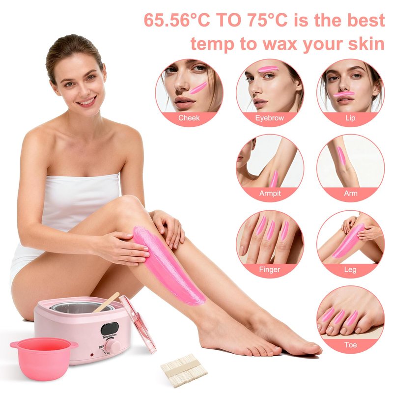 Waxing Kit, 500ml Digital Wax Warmer with 10-Minute Quick-Heat, Precision Temperature Control, Hair Removal Kit Includes 30 Waxing Sticks & 1 Silicone Bowl, for Home & Salon Use, Whole Body