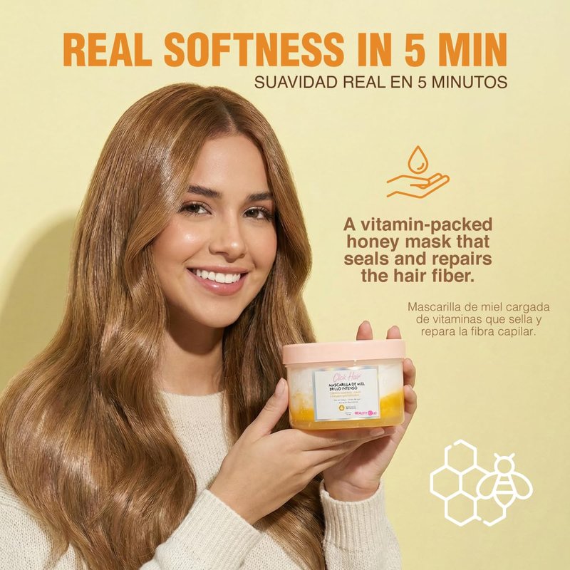 Honey Hair Shampoo & Mask Set - Deep Hydration, Intense Repair | Sulfate & Paraben-Free (3 Pack)