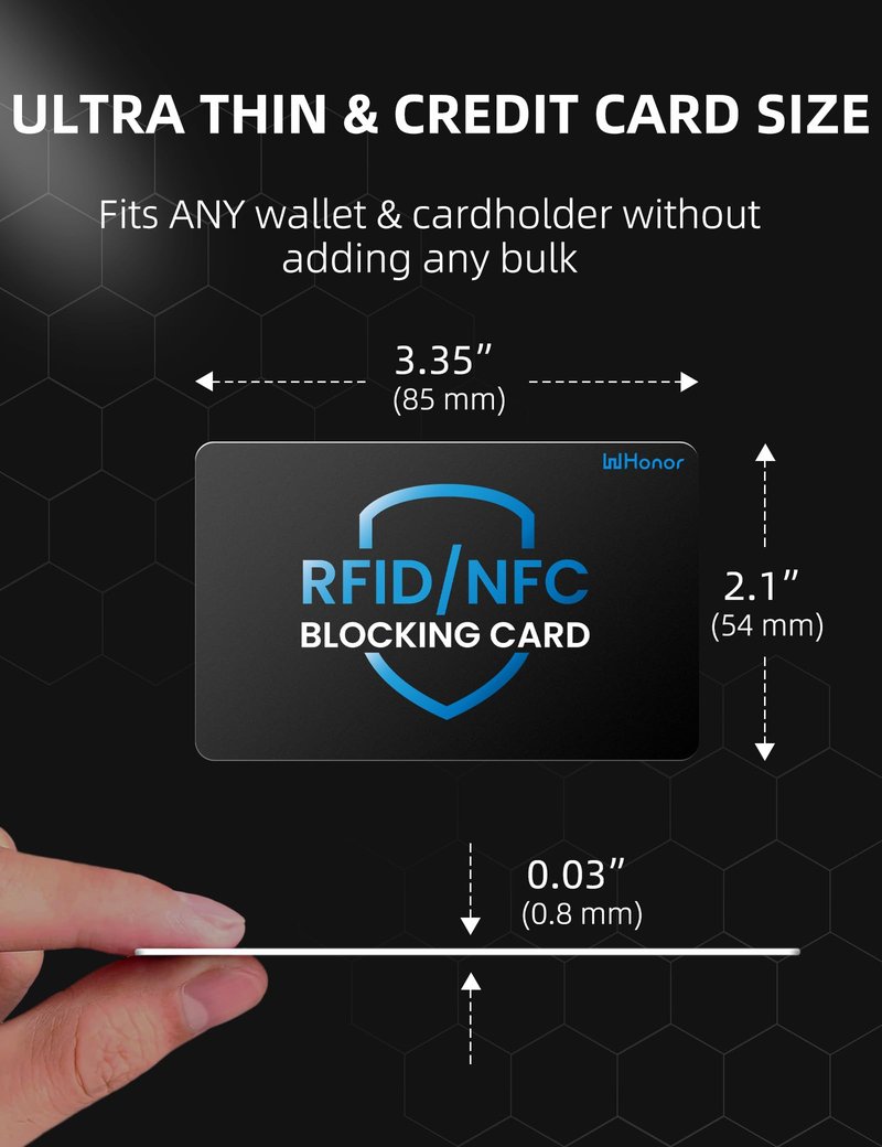 WHonor RFID Blocking Card 6 Pack, Bank Debit Credit Card Protector, Anti-Theft Contactless NFC Blocker, Entire Wallet Protection