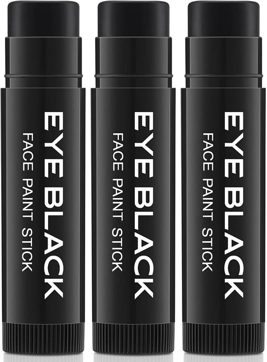 Black Eye Black Stick - 3 Pack Anti-Glare Sports Eyeblack for Baseball, Football, Softball | Waterproof Grease Paint for Athletes & Fans