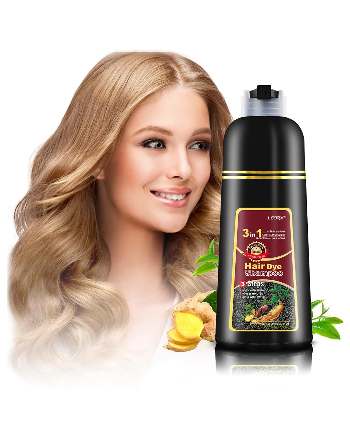Copper Brown Hair Dye Shampoo - 3 In 1 Herbal Formula for Instant Color Refresh | Unisex Hair Treatment