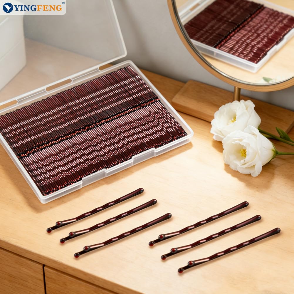 Bobby Pins - 330 Count Brown Hair Pins in Cute Box | Premium 2.2 Inch for Kids, Girls & Women