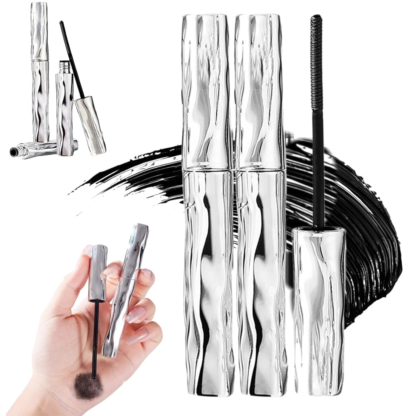 Waterproof Fiber Mascara - Long-Lasting Tubular Eyelash Primer | Natural, Non-Smudge Formula