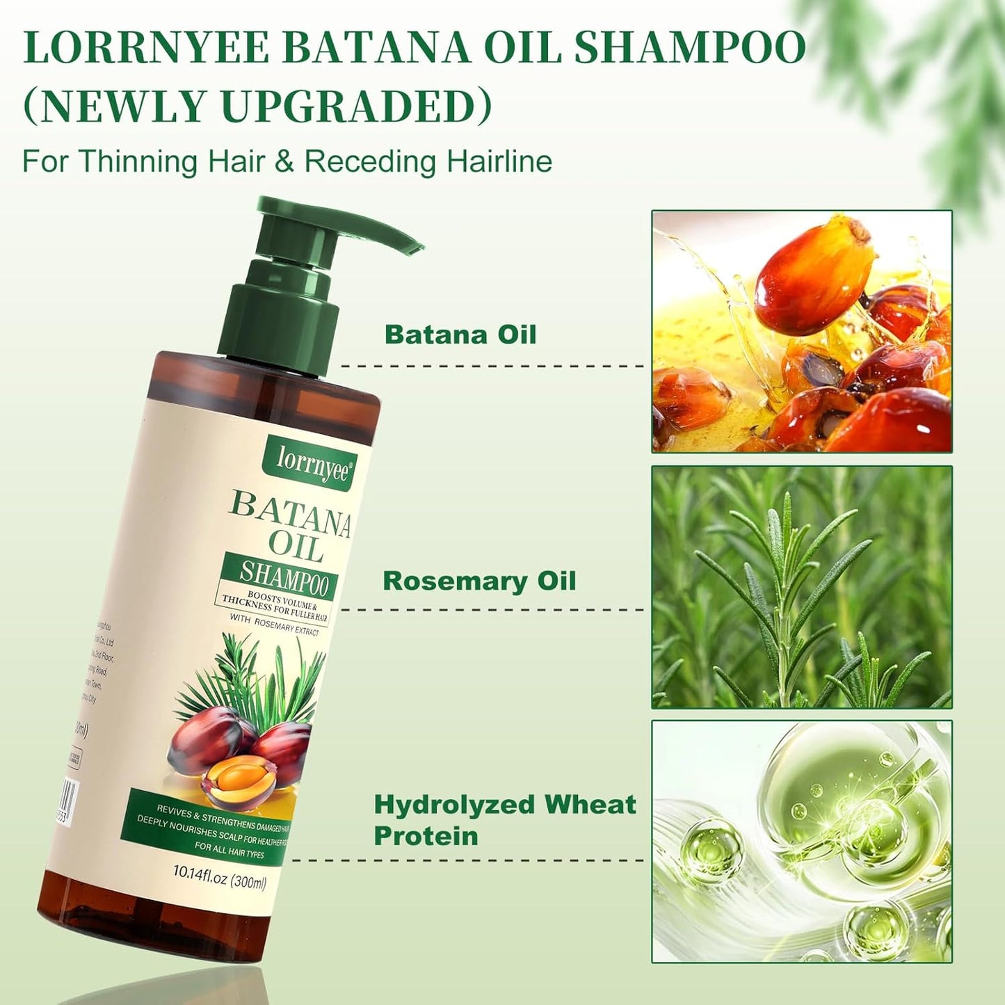 Batana Oil Shampoo for Hair Growth | Organic Rosemary & Biotin Formula - Thicken Thinning Hair for Men & Women | 10.1oz