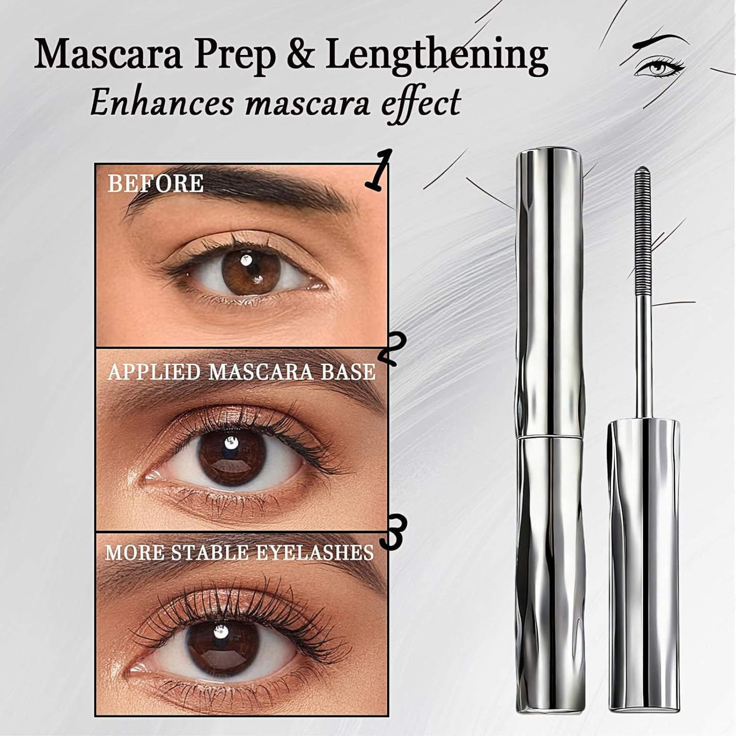 Iron Wand Mascara - Black Metal Curling Mascara with Added Fiber | Long-Lasting, Washable, Slim Volume