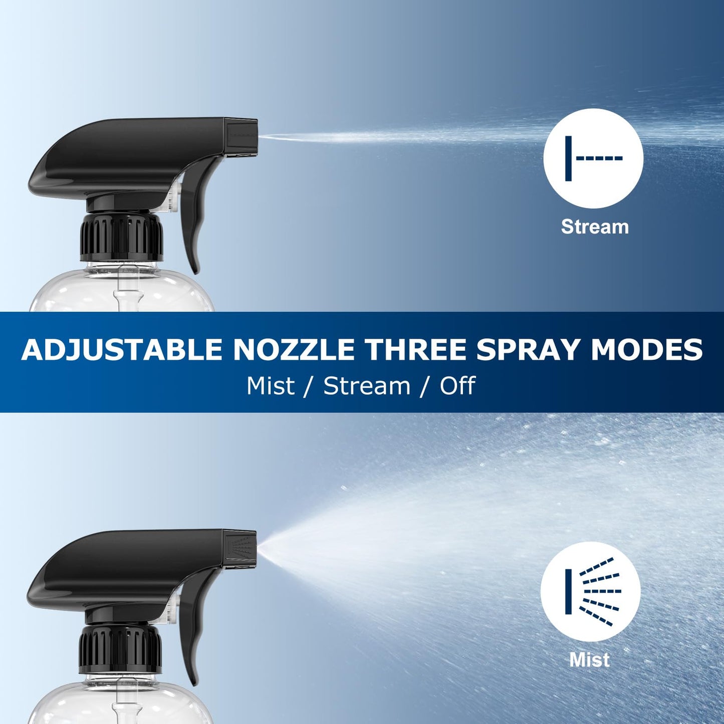 Veco 500mL (17oz) Graduated Spray Bottles, 4-Pack — 360° Any-Angle Spraying for Easy Dilution, Leak-Resistant spray bottles for Cleaning, Plants, Hair & Pet Use + Foldable Funnel