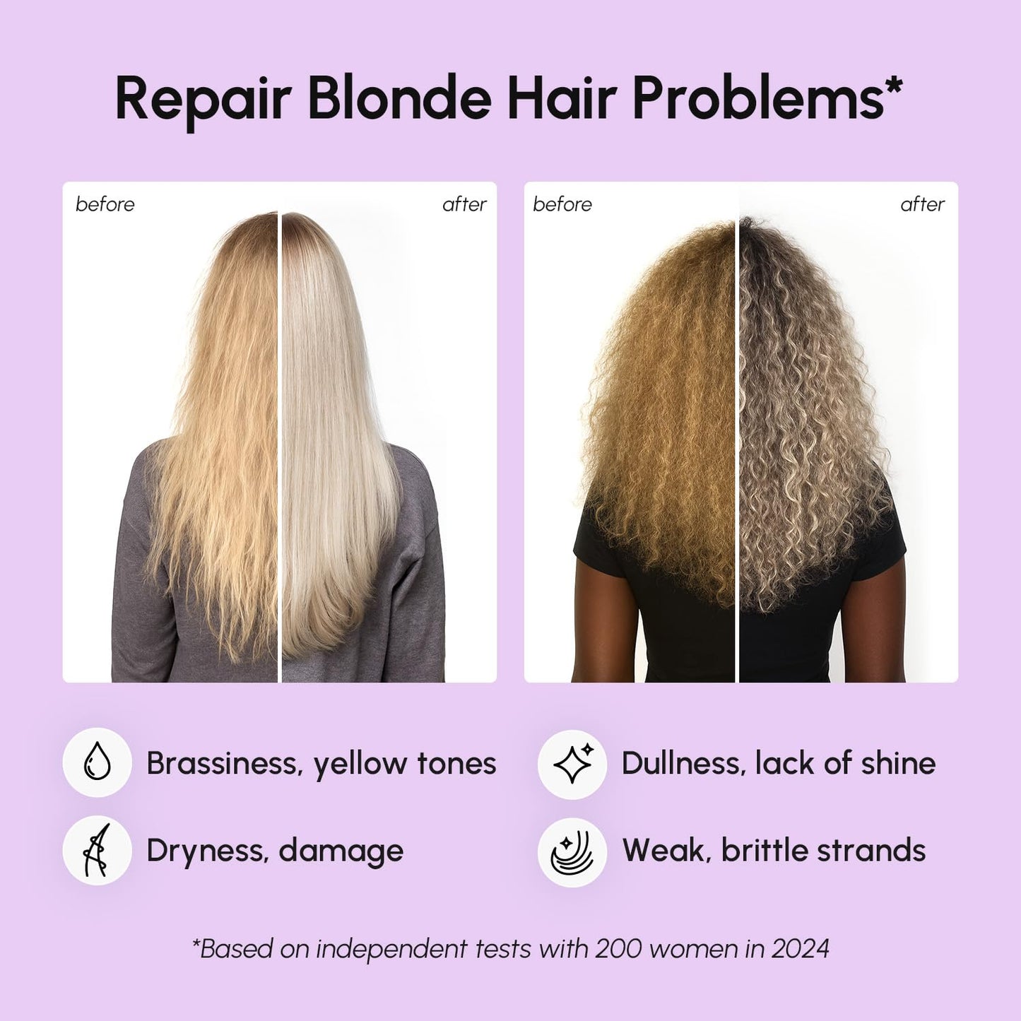 Deep Conditioning Hair Mask for Damaged Hair - Keratin Treatment for Hydration & Repair | 10 Fl Oz, Purple