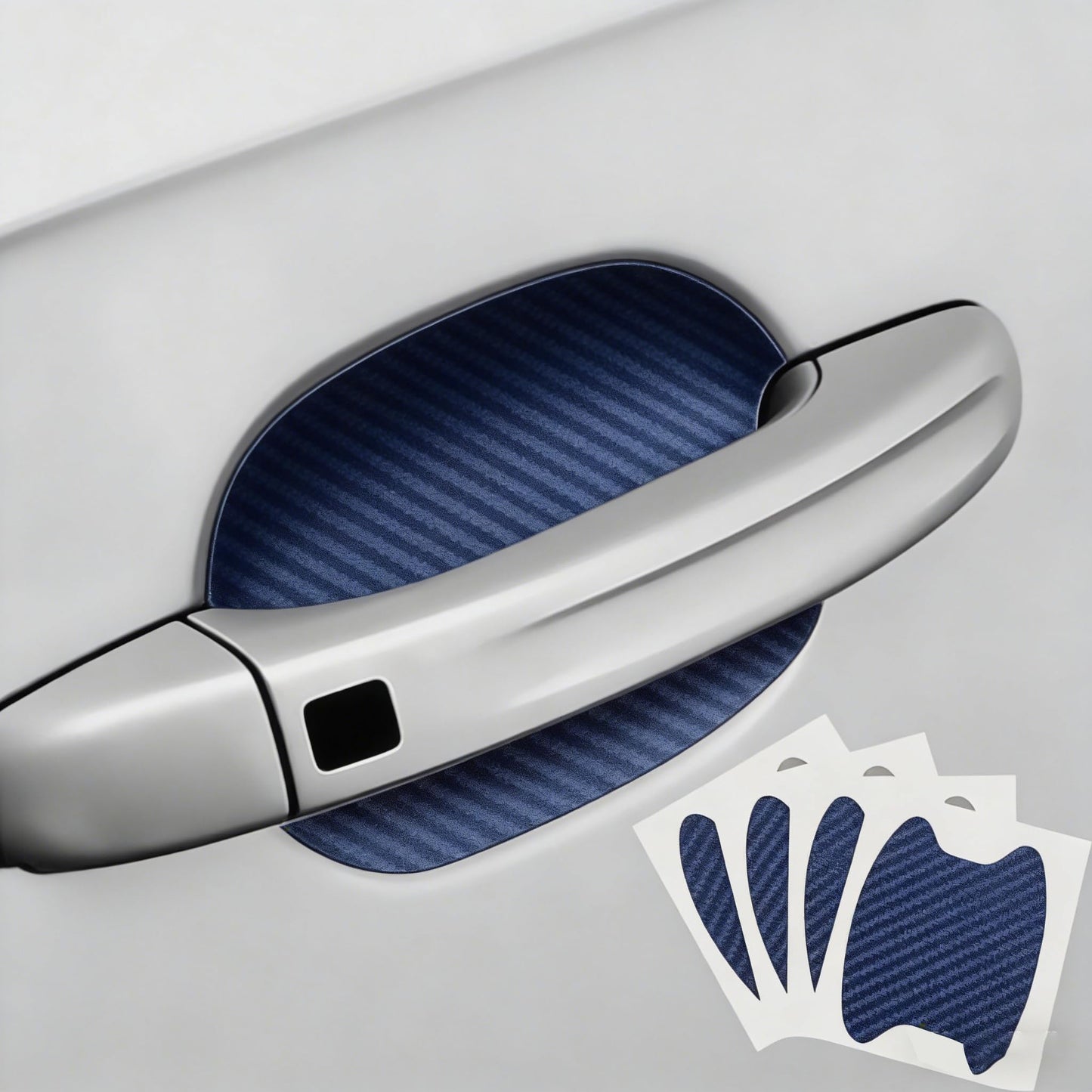4PCS Car Door Handle Sticker Carbon Fiber Anti-Scratch Self-Adhesive Door Cup Protector for All Cars Paint Protection for Daily Use Travel,Blue