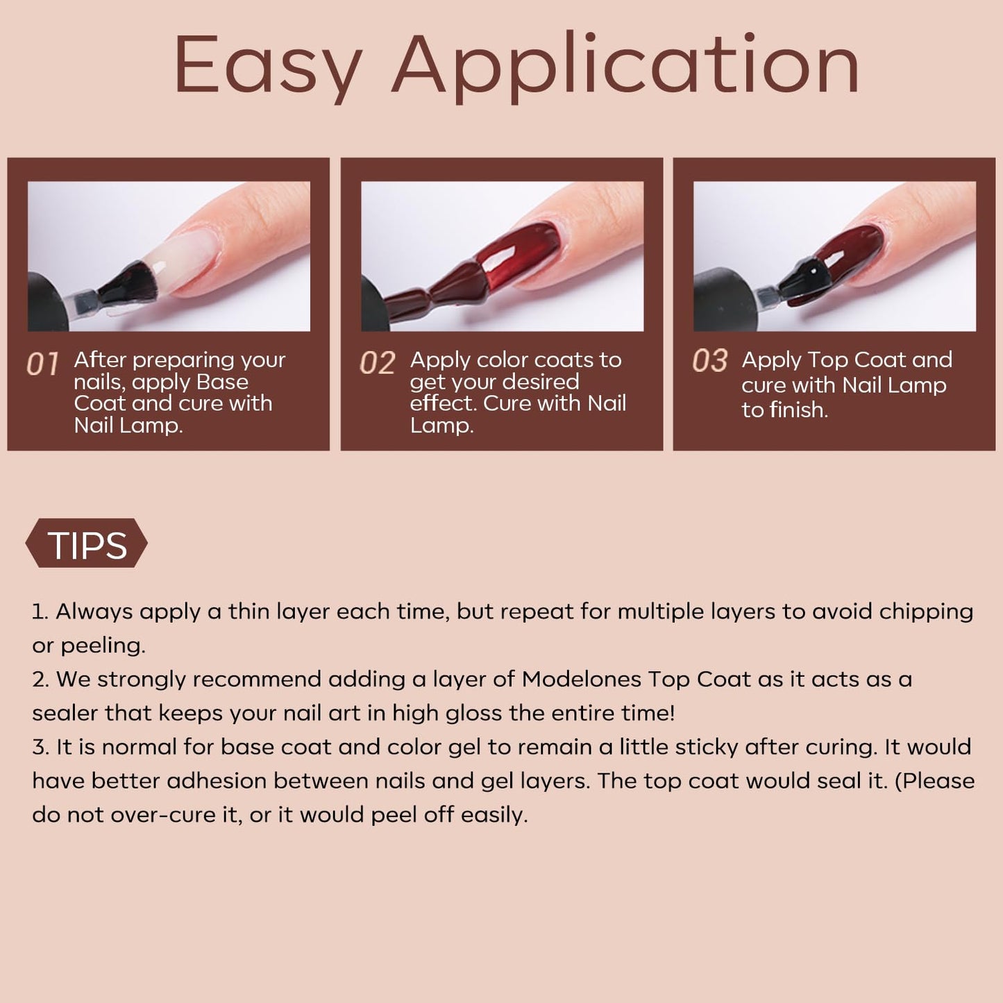 Gel Nail Polish Kit - 6 Colors for Skin Tones | Nude Pink, Milky White & Neutral Brown Soak Off Set
