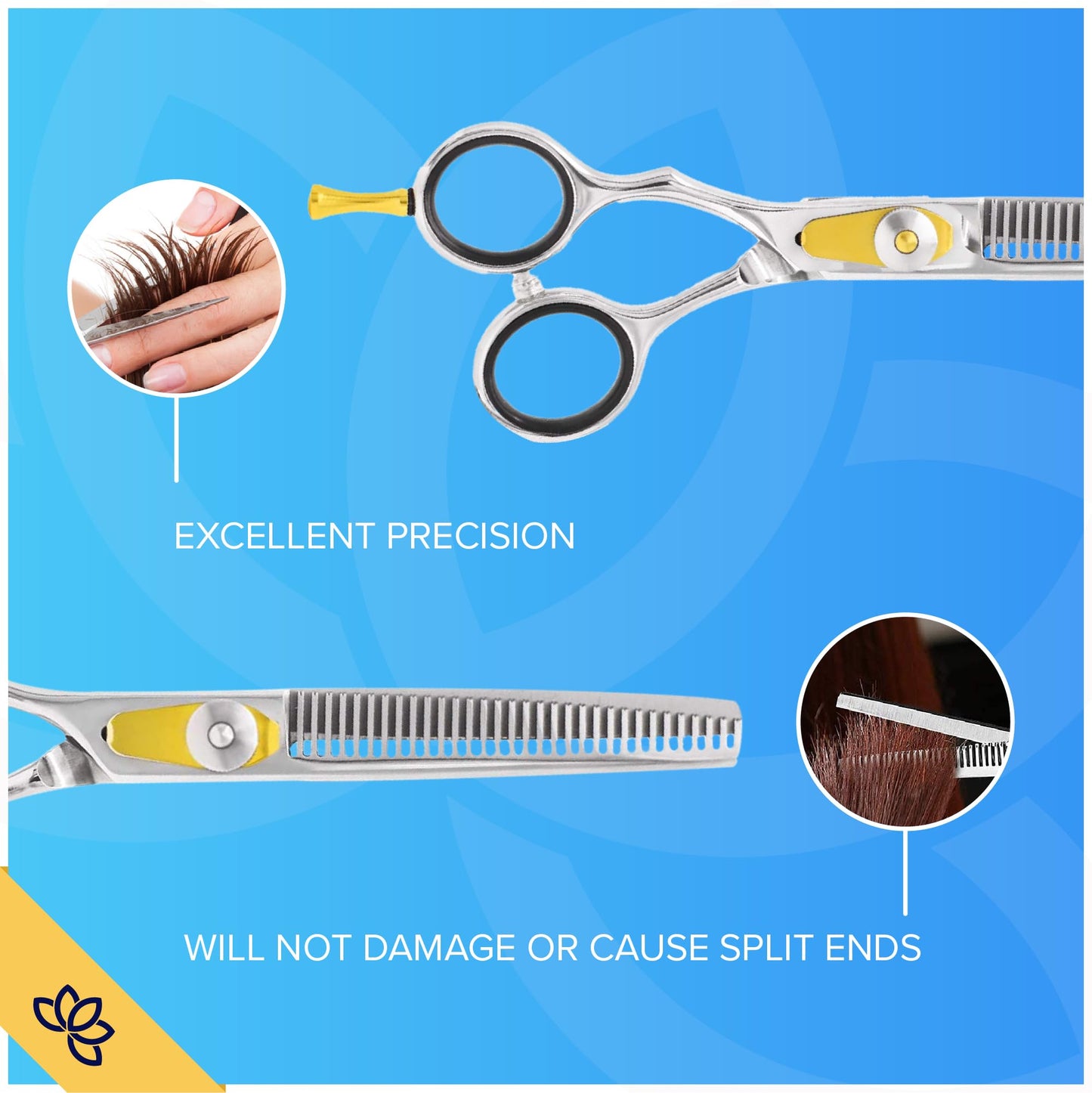 Equinox International, Professional Hair Scissors, Japanese Stainless Steel-Barber Hair Cutting Texturizing Thinning Razor Edge Series Teeth Shears for Men/Women/Kids/Salon & Home-6.5" Overall Length