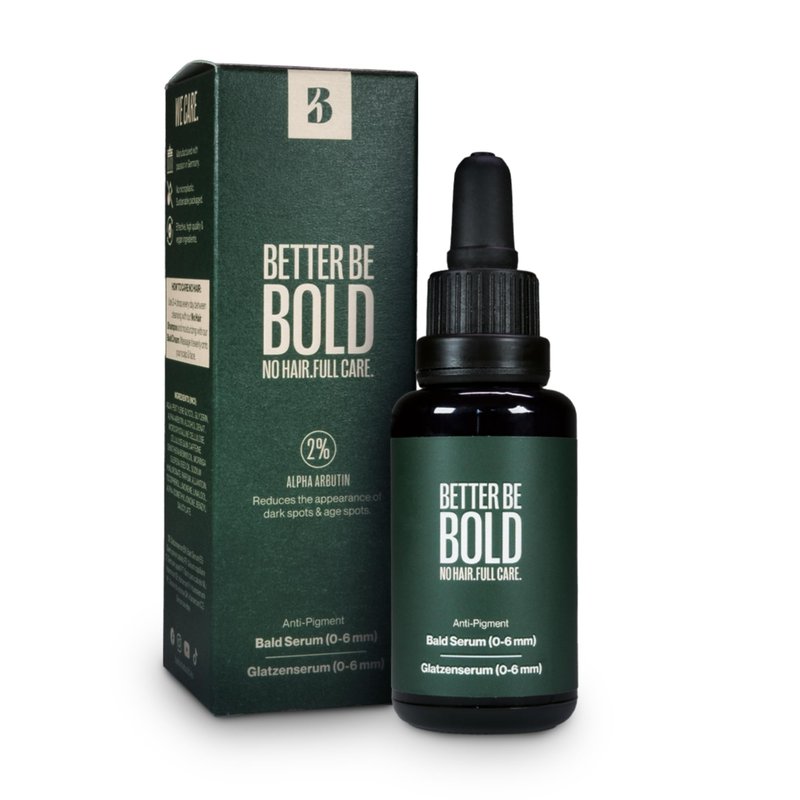 BETTER BE BOLD Anti-Pigment Bald Serum Against Age and Pigment Spots (Retroactive & Preventive) 2% Alpha Arbutin Regenerates Skin Cells Premium Bald Care 30 ml