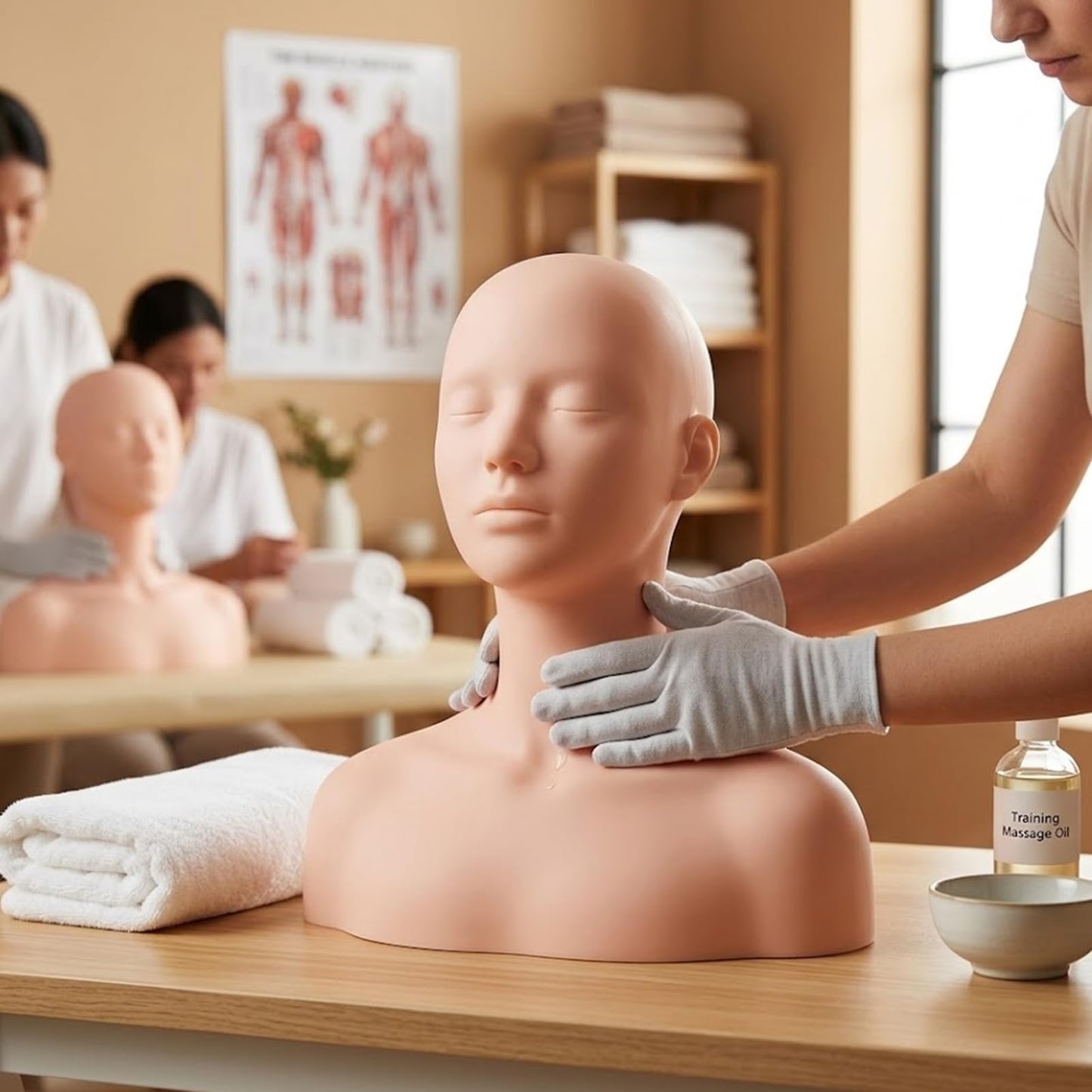 Lwuey Esthetics Mannequin Head with Shoulders, Silicone PVC