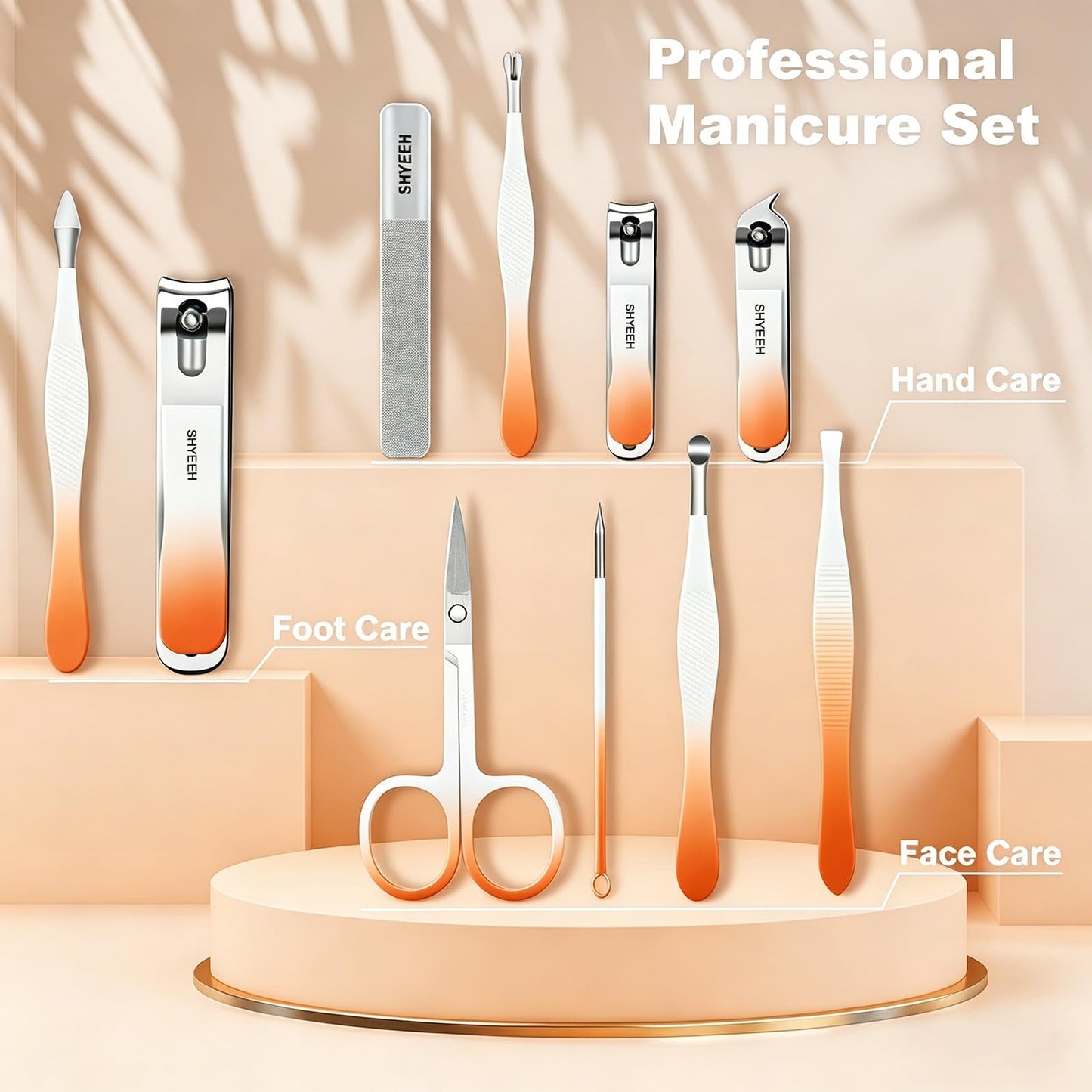 Manicure Set, 10 pcs High-Carbon Steel Nail Clippers Set, Portable Mini Manicure and Pedicure Kit, Travel Grooming Nail Kit with Leather Bag for Men and Women