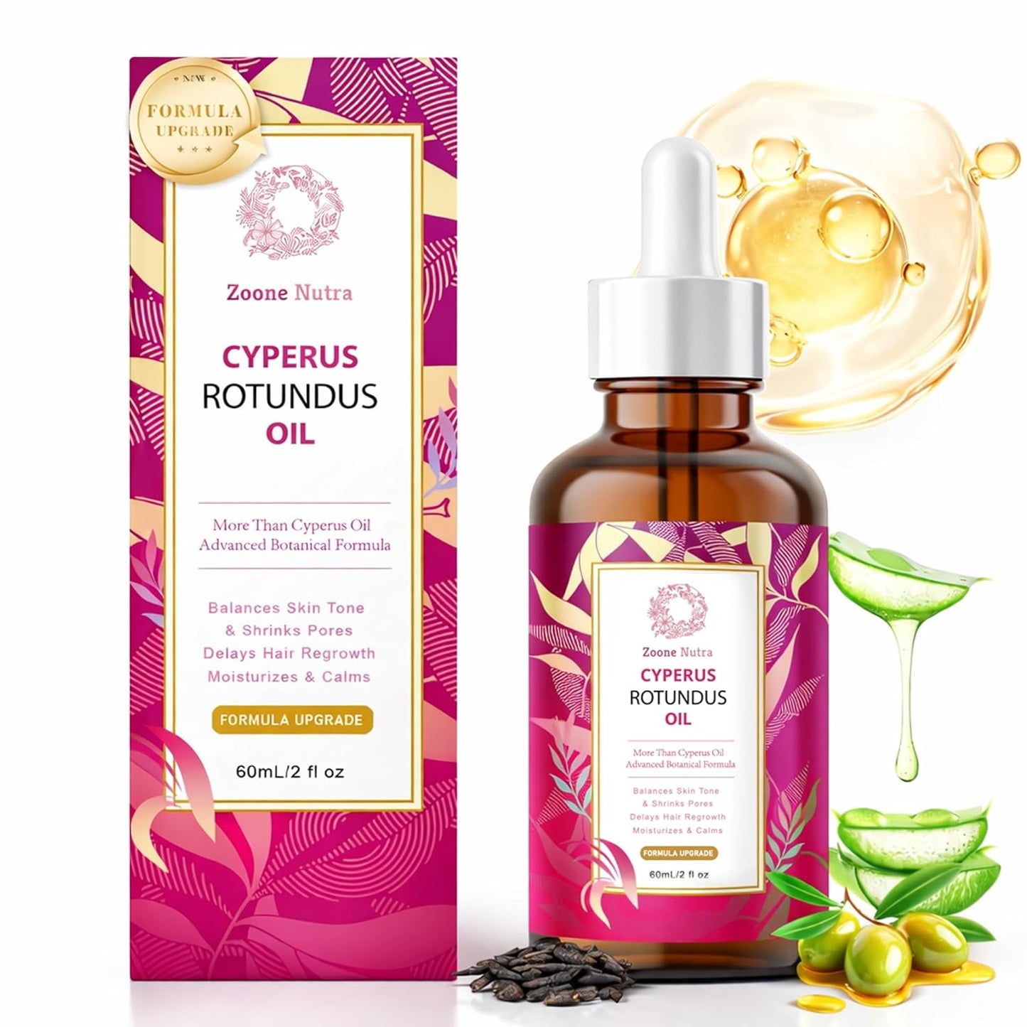Cyperus Rotundus Seed Oil 60ml - Hair Inhibiting Complex with Narcissus & Japanese Yam Extract | Lightweight Body Care Blend