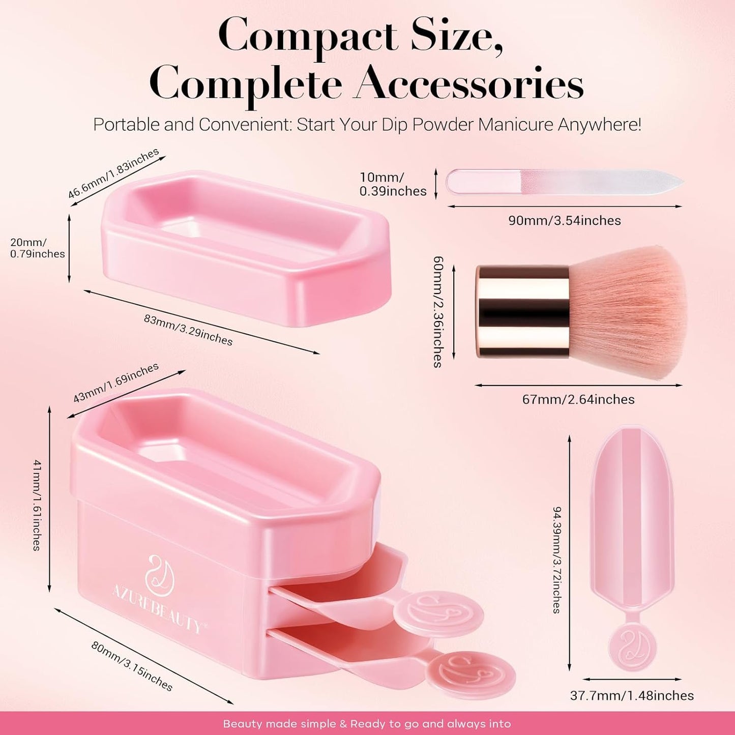 Dip Powder Recycling Tray System - Triple Layer Nail Dip Powder Container with Tools | Essential Manicure Kit