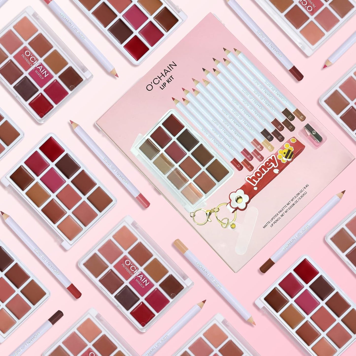 O'CHAIN Matte Lipstick Palette - 12 Colors & Lip Liners | Long-Lasting Waterproof Velvet Set for Women