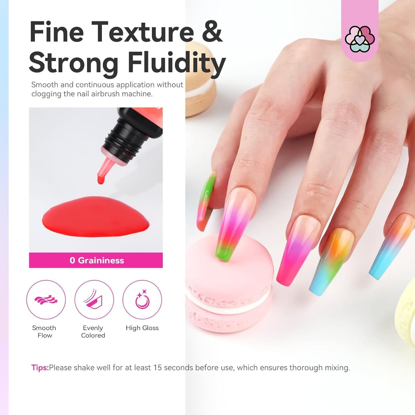 SAVILAND Airbrush Gel Nail Polish Set - Hema-Free, 12 Vibrant Colors | Non-Acetone for French & Ombre Nail Art