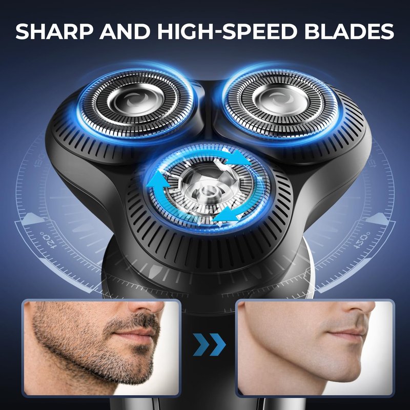 PRITECH Electric Razor for Men, Rechargeable Electric Shavers for Men Waterproof Wet & Dry Use Beard Trimmer Fast Charging USBC